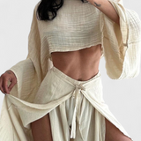 Maeva Casual Two-Piece Set with Opening and Bow
