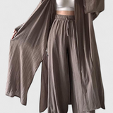 Suella Casual Two-Piece Set with Long Cardigan and Side Slit