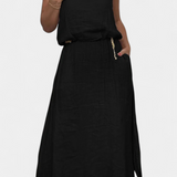 Meliora Linen and Cotton Set with Sleeveless Vest and Skirt