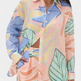 Lumina Tropical Set with Loose Shirt and High-Waisted Shorts