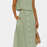 Naha Cotton Set with Vest and Front Buttons