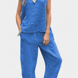 Leona Sleeveless Vest and Pants Set in Cotton Linen