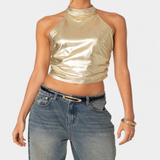 Karter Metallic Halter Top