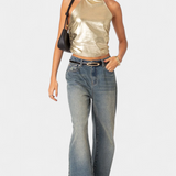 Karter Metallic Halter Top