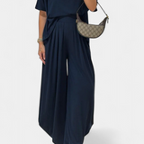 Trista Casual Set of Soft Top and Wide Leg Pants