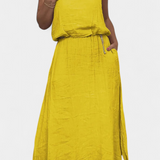 Meliora Linen and Cotton Set with Sleeveless Vest and Skirt