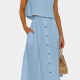 Naha Cotton Set with Vest and Front Buttons