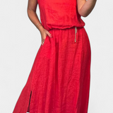 Meliora Linen and Cotton Set with Sleeveless Vest and Skirt