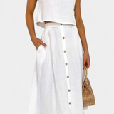 Naha Cotton Set with Vest and Front Buttons