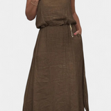 Meliora Linen and Cotton Set with Sleeveless Vest and Skirt