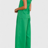 Bernadina Linen Set with Front Opening Top and Wide Leg Pants