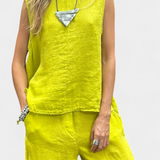Leona Sleeveless Vest and Pants Set in Cotton Linen