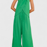 Bernadina Linen Set with Front Opening Top and Wide Leg Pants