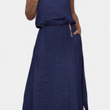 Meliora Linen and Cotton Set with Sleeveless Vest and Skirt