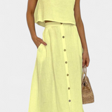 Naha Cotton Set with Vest and Front Buttons