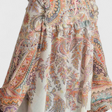 Finely Set with Ruffled Blouse and Vintage Paisley Print