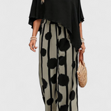 Aleida Asymmetrical Set with Printed Top and Pants