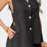 Loren Relaxed Style Sleeveless Linen Set