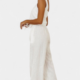 Pascuala Two-Piece Linen Set with Sleeveless Blouse and Flowing Pants