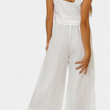 Pascuala Two-Piece Linen Set with Sleeveless Blouse and Flowing Pants