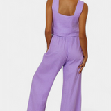 Pascuala Two-Piece Linen Set with Sleeveless Blouse and Flowing Pants