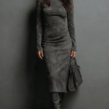 Lorena - Long Brown Midi Dress
