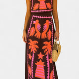 Sloan Cropped Top and Skirt Set Coconut Palm