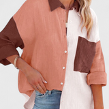 Juniper Button-Up Color Block Blouse