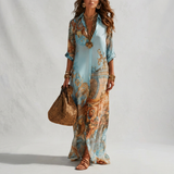 Mara | Printed Shirt Maxi Dress with Flowing Fit