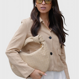 Lilac Medium Woven Bag with Knot Detail