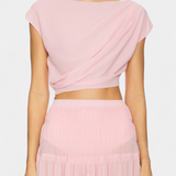 Nalia Chiffon Skirt with Elastic Waist and Flowing Layers