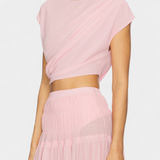 Nalia Chiffon Skirt with Elastic Waist and Flowing Layers