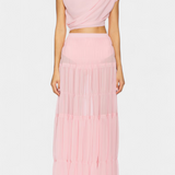 Nalia Chiffon Skirt with Elastic Waist and Flowing Layers