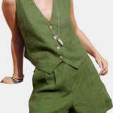 Jennifer Linen Cotton Vest and Shorts Set