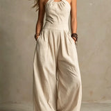 Mariana | Wide-Leg Jumpsuit with Crossover Halter Neckline