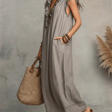 Camellia | Relaxed Ruffle-Neck Maxi Dress with Pockets