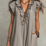 Camellia | Relaxed Ruffle-Neck Maxi Dress with Pockets