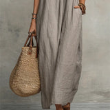 Camellia | Relaxed Ruffle-Neck Maxi Dress with Pockets