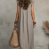 Camellia | Relaxed Ruffle-Neck Maxi Dress with Pockets