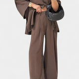 Eli Oversized Set with V-Neck Top and Straight Pants