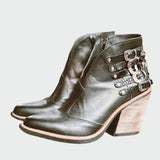 Julia - Retro Leather Ankle Boots for Women in Black